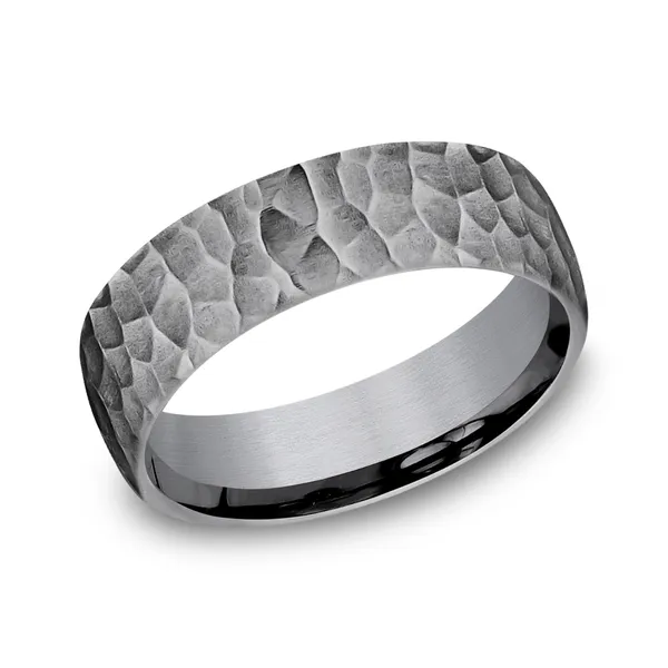 Hammered Grey Tantalum Wedding Ring 6.5mm