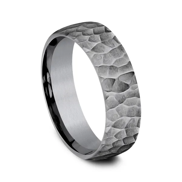 Hammered Grey Tantalum Wedding Ring 6.5mm