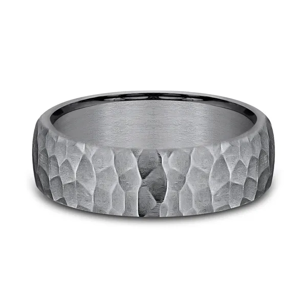 Hammered Grey Tantalum Wedding Ring 6.5mm