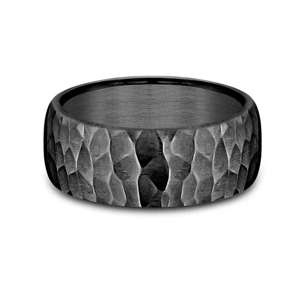 Hammered Black Tantalum Wedding Ring 8mm