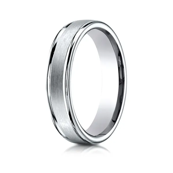 Satin Finish with Grooved Edges Wedding Ring 6mm