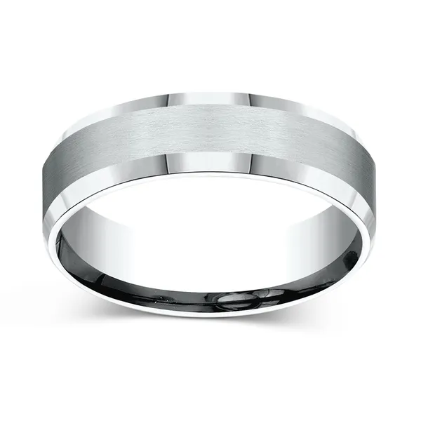 Beveled Edge Satin Finish Wedding Ring