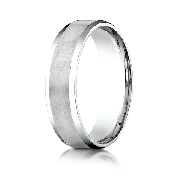 Beveled Edge Satin Finish Wedding Ring