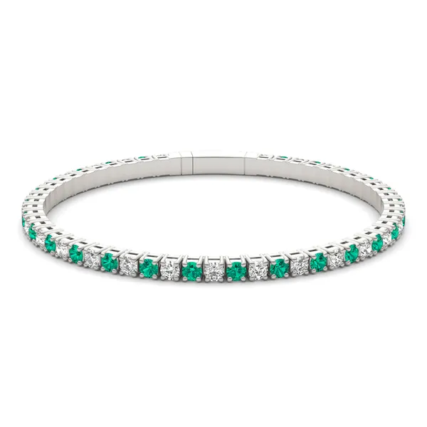 Emerald Flexible Eternity Bangle Bracelet