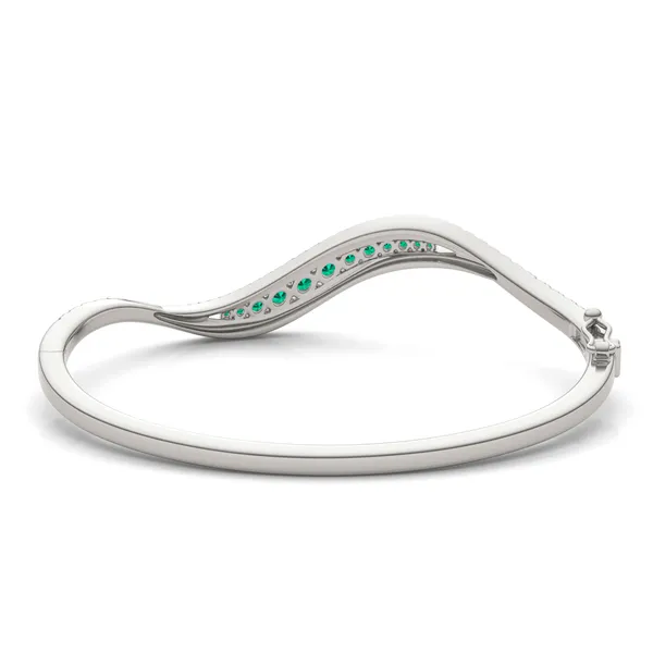 Emerald Accented Feather Bangle Bracelet