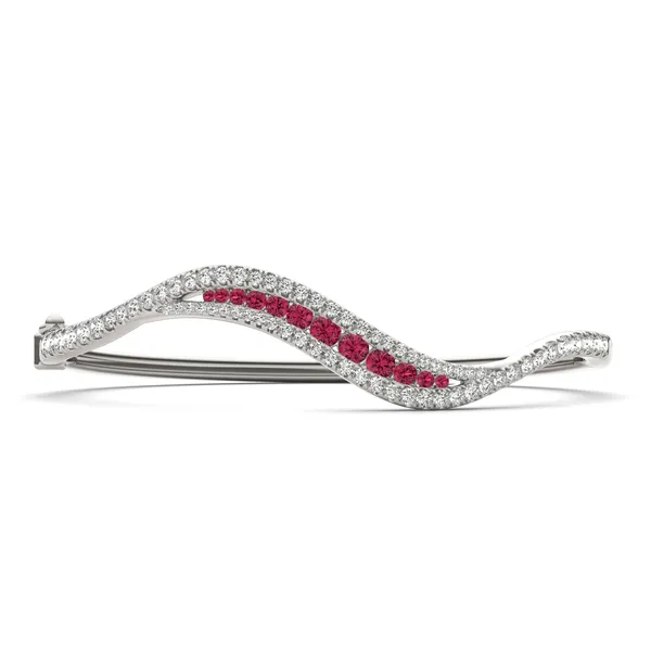 Ruby Accented Feather Bangle Bracelet