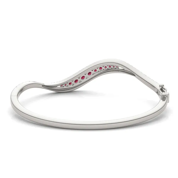 Ruby Accented Feather Bangle Bracelet