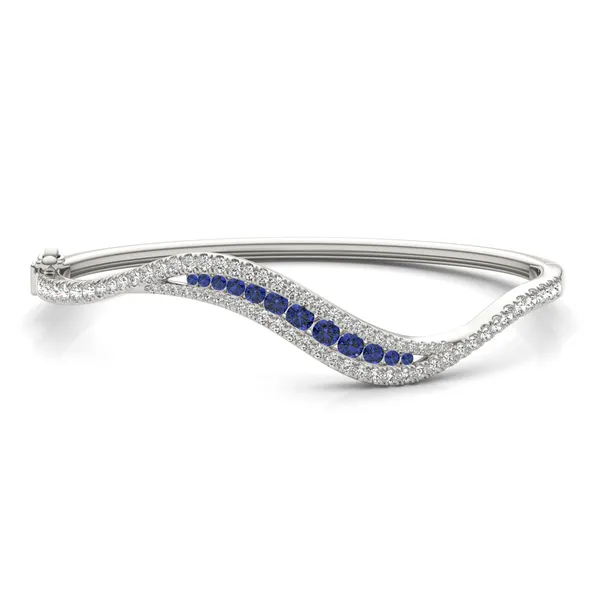Sapphire Accented Feather Bangle Bracelet