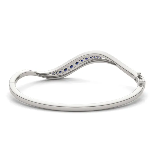 Sapphire Accented Feather Bangle Bracelet