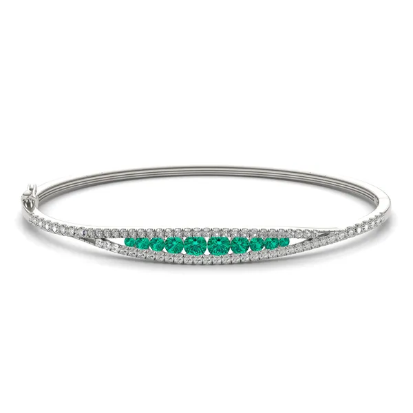 Bordered Emerald Bangle Bracelet