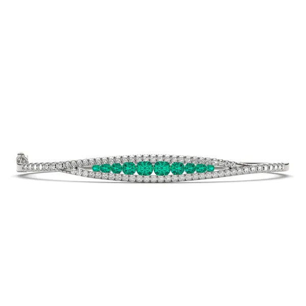 Bordered Emerald Bangle Bracelet