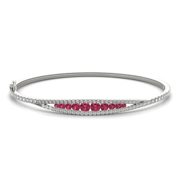 Bordered Ruby Bangle Bracelet