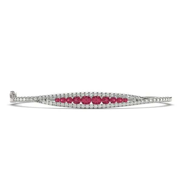Bordered Ruby Bangle Bracelet