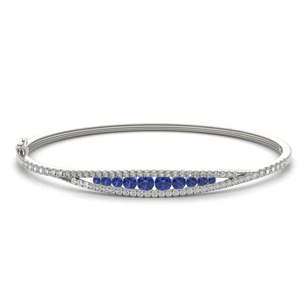 Bordered Sapphire Bangle Bracelet