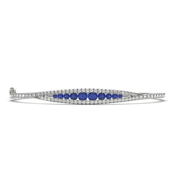Bordered Sapphire Bangle Bracelet