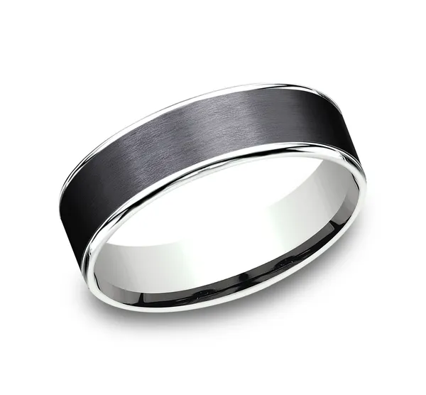 Black Satin Eclipse Wedding Ring