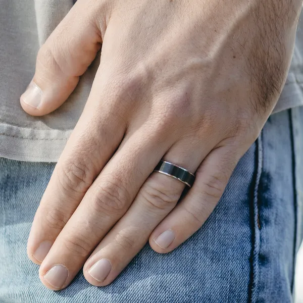 Black Satin Eclipse Wedding Ring