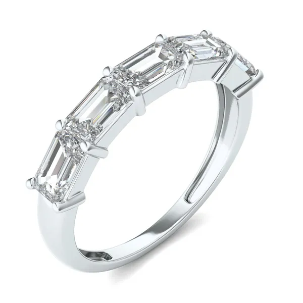 Emerald East-West Five-Stone Band