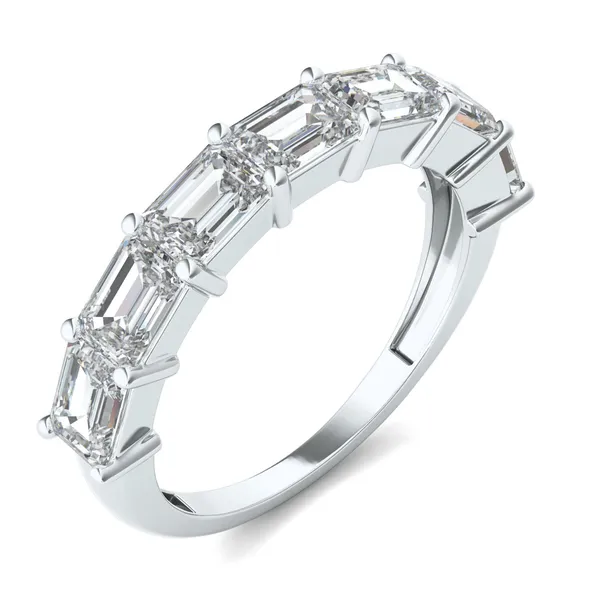 Emerald East-West Seven-Stone Band