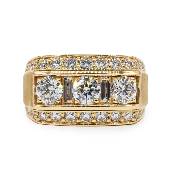 3.14 CTW Three-Stone Accented Men's Ring