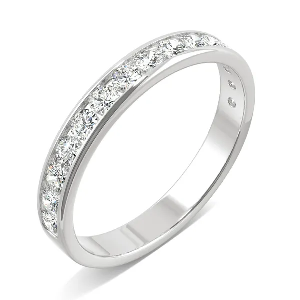 0.64 CTW DEW Round Moissanite Channel Band in 14K White Gold