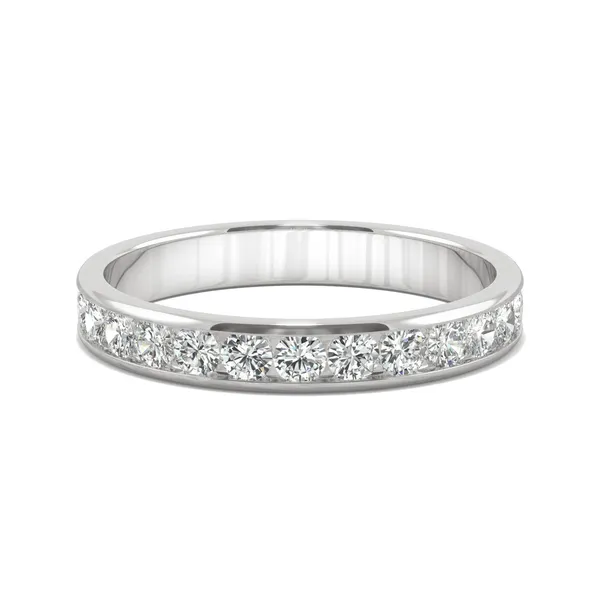 0.64 CTW DEW Round Moissanite Channel Band in 14K White Gold