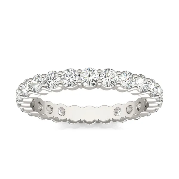 1.68 CTW DEW Round Moissanite Eternity Band in 14K White Gold
