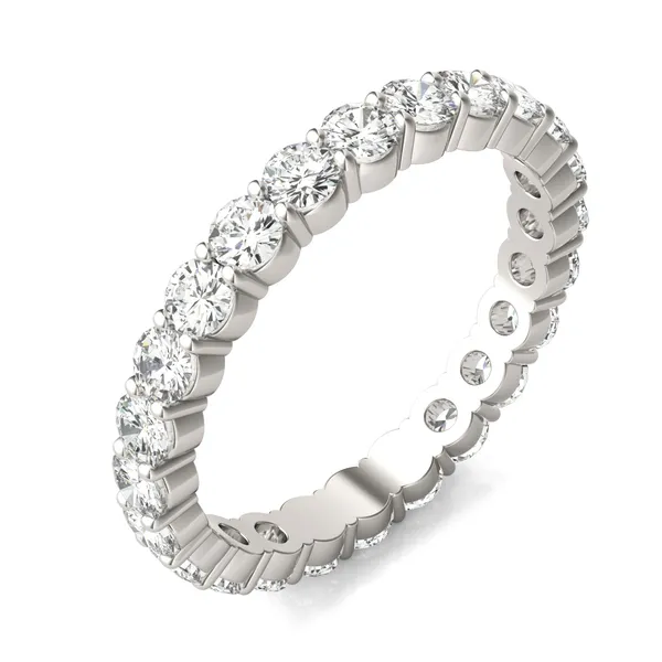 1.68 CTW DEW Round Moissanite Eternity Band in 14K White Gold