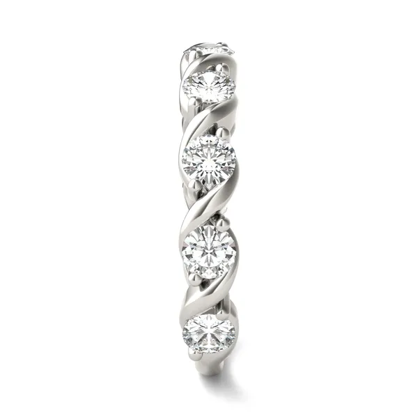 0.90 CTW DEW Round Moissanite Swirl Band in 14K White Gold