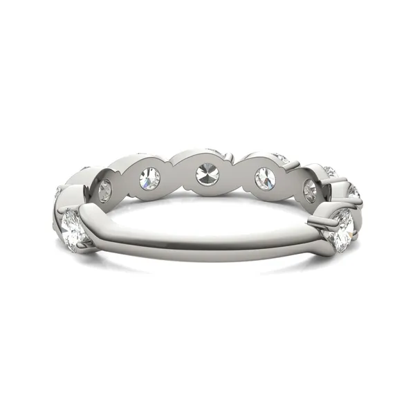 0.90 CTW DEW Round Moissanite Swirl Band in 14K White Gold