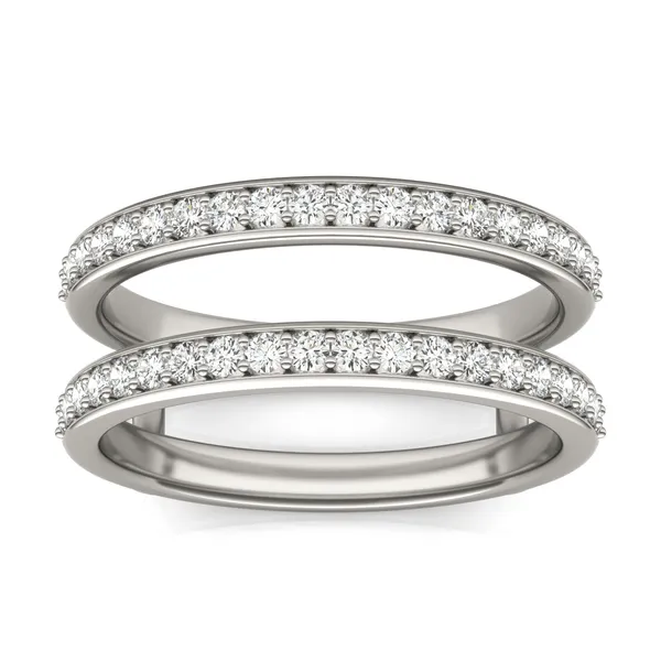 0.57 CTW DEW Round Moissanite Classic Jacket Ring in 14K White Gold