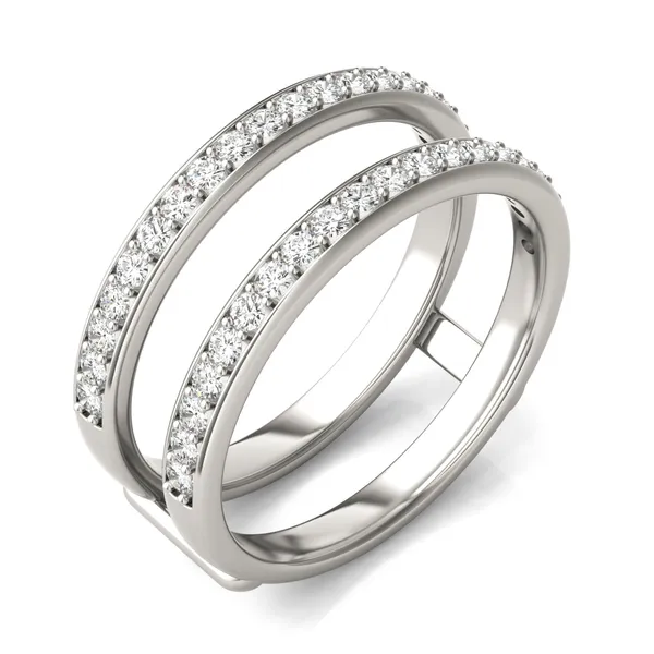 0.57 CTW DEW Round Moissanite Classic Jacket Ring in 14K White Gold