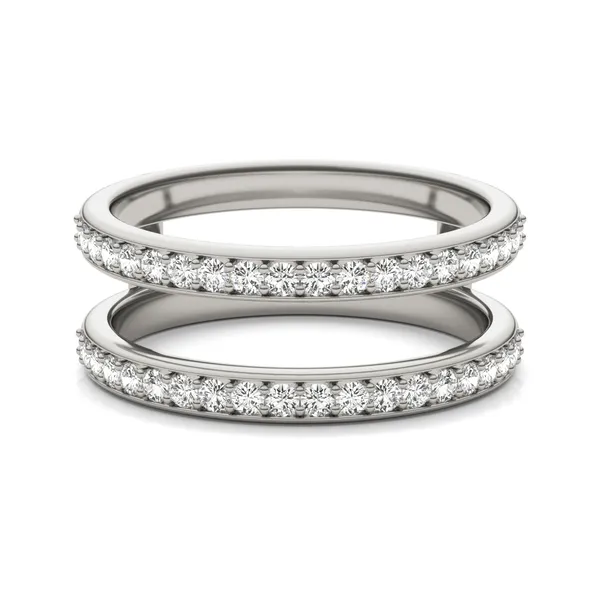 0.57 CTW DEW Round Moissanite Classic Jacket Ring in 14K White Gold