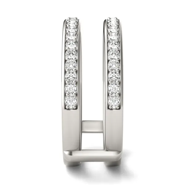 0.57 CTW DEW Round Moissanite Classic Jacket Ring in 14K White Gold