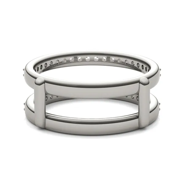 0.57 CTW DEW Round Moissanite Classic Jacket Ring in 14K White Gold