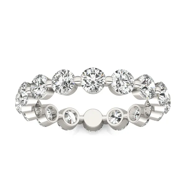 1.90 CTW DEW Round Moissanite Eternity Band in 14K White Gold
