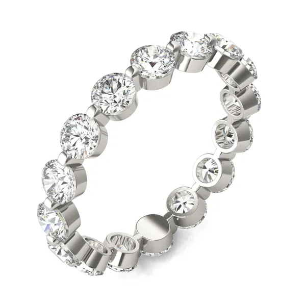 1.90 CTW DEW Round Moissanite Eternity Band in 14K White Gold