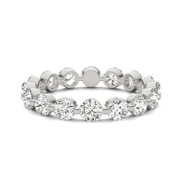 1.90 CTW DEW Round Moissanite Eternity Band in 14K White Gold