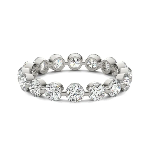 1.90 CTW DEW Round Moissanite Eternity Band in 14K White Gold