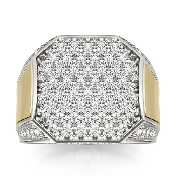2.00 CTW DEW Pavé Lab Grown Diamond Men's Ring in 14K Two-Tone White and Yellow Gold