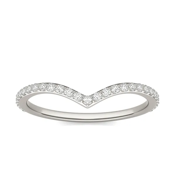 0.23 CTW DEW Round Forever One Moissanite Classic Curved Wedding Band in 14K White Gold