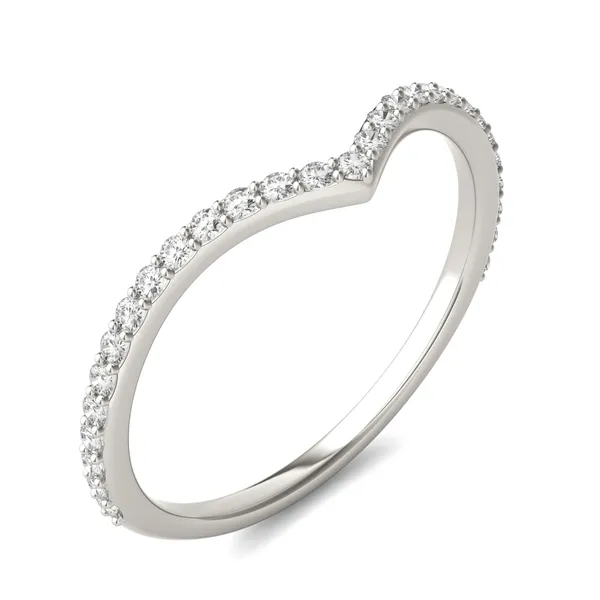0.23 CTW DEW Round Forever One Moissanite Classic Curved Wedding Band in 14K White Gold