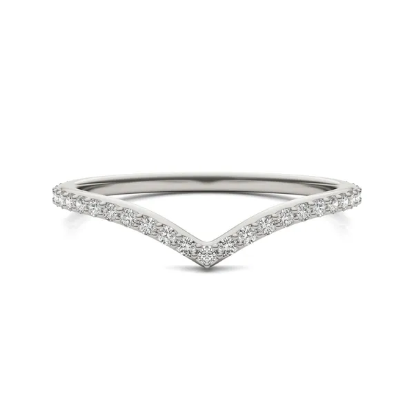 0.23 CTW DEW Round Forever One Moissanite Classic Curved Wedding Band in 14K White Gold