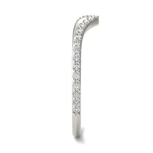 0.23 CTW DEW Round Forever One Moissanite Classic Curved Wedding Band in 14K White Gold