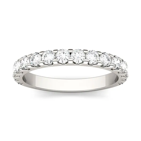 0.80 CTW DEW Round Moissanite Classic Anniversary Band in 14K White Gold