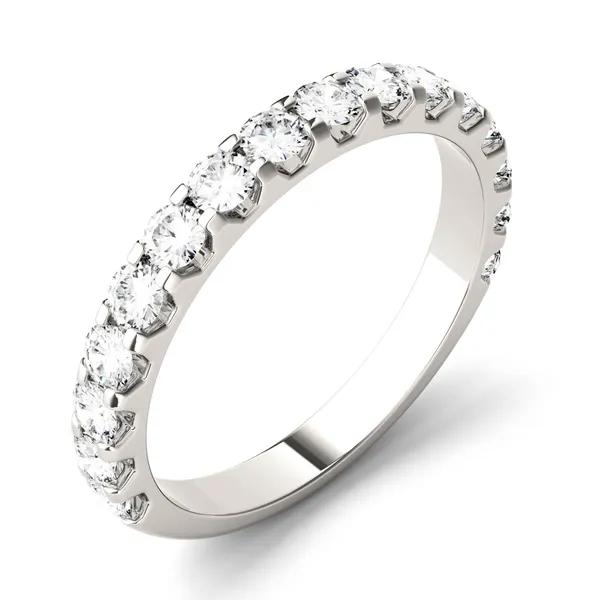 0.80 CTW DEW Round Moissanite Classic Anniversary Band in 14K White Gold