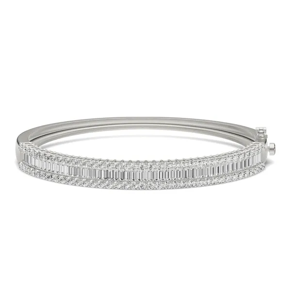 Baguette and Round Diamond Bangle Bracelet Essentials