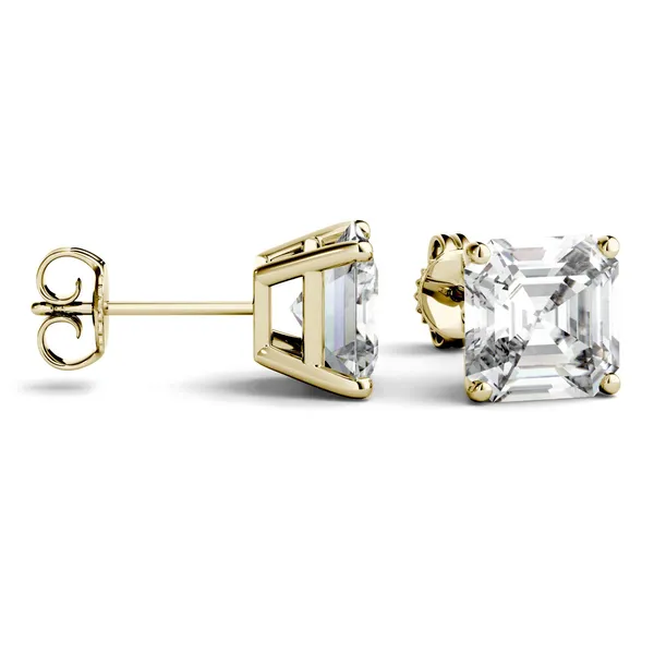 Asscher Four-Prong Basket Stud