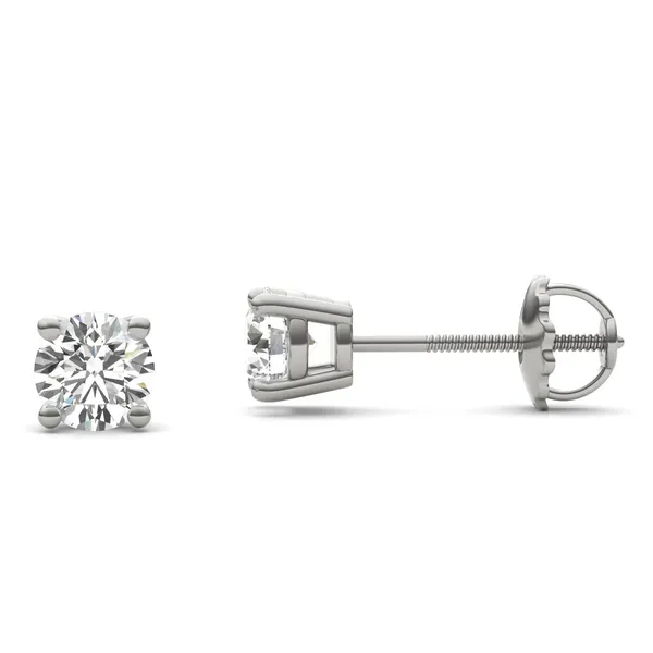 Round Brilliant Four-Prong Basket Screw-Back Stud