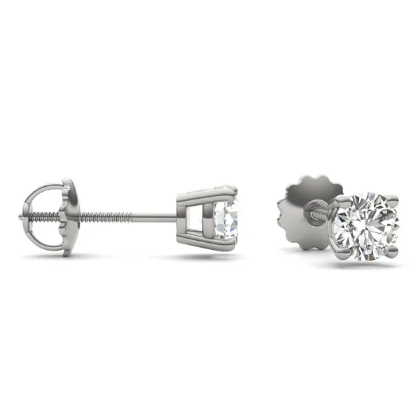 Round Brilliant Four-Prong Basket Screw-Back Stud